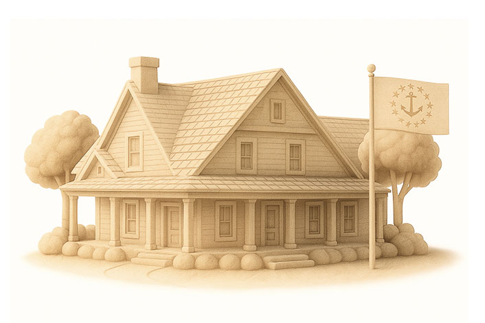 An illustration of a house in Rhode Island